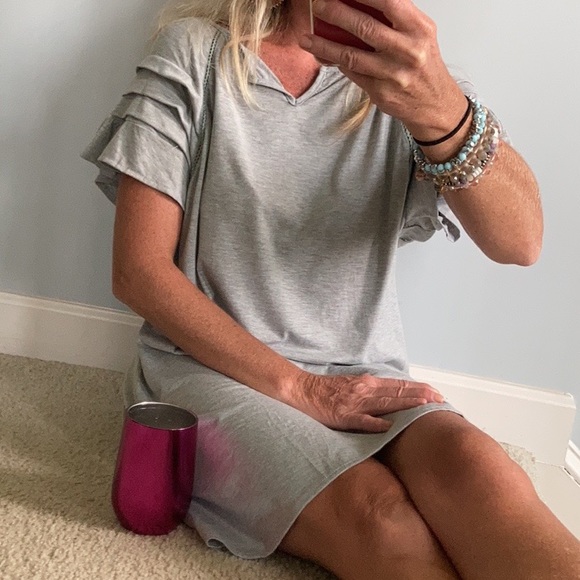 Grey Tiered Ruffle Sleeve Dress - Picture 10 of 10